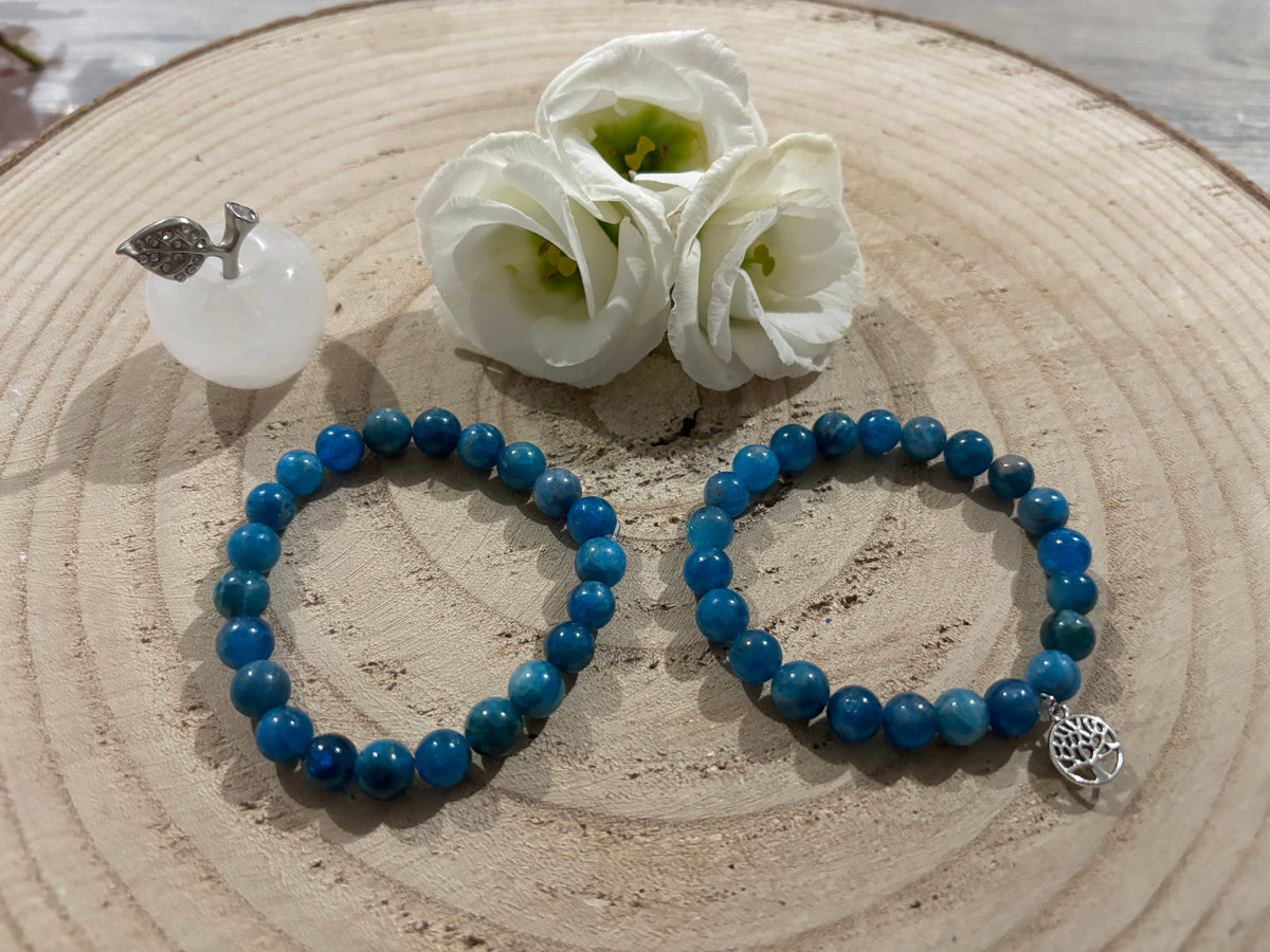 Bracelet Boule Apatite Bleue 8mm