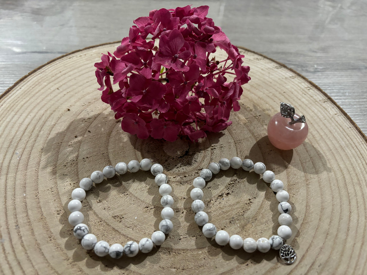 Bracelet Boule Howlite Blanche 8 mm