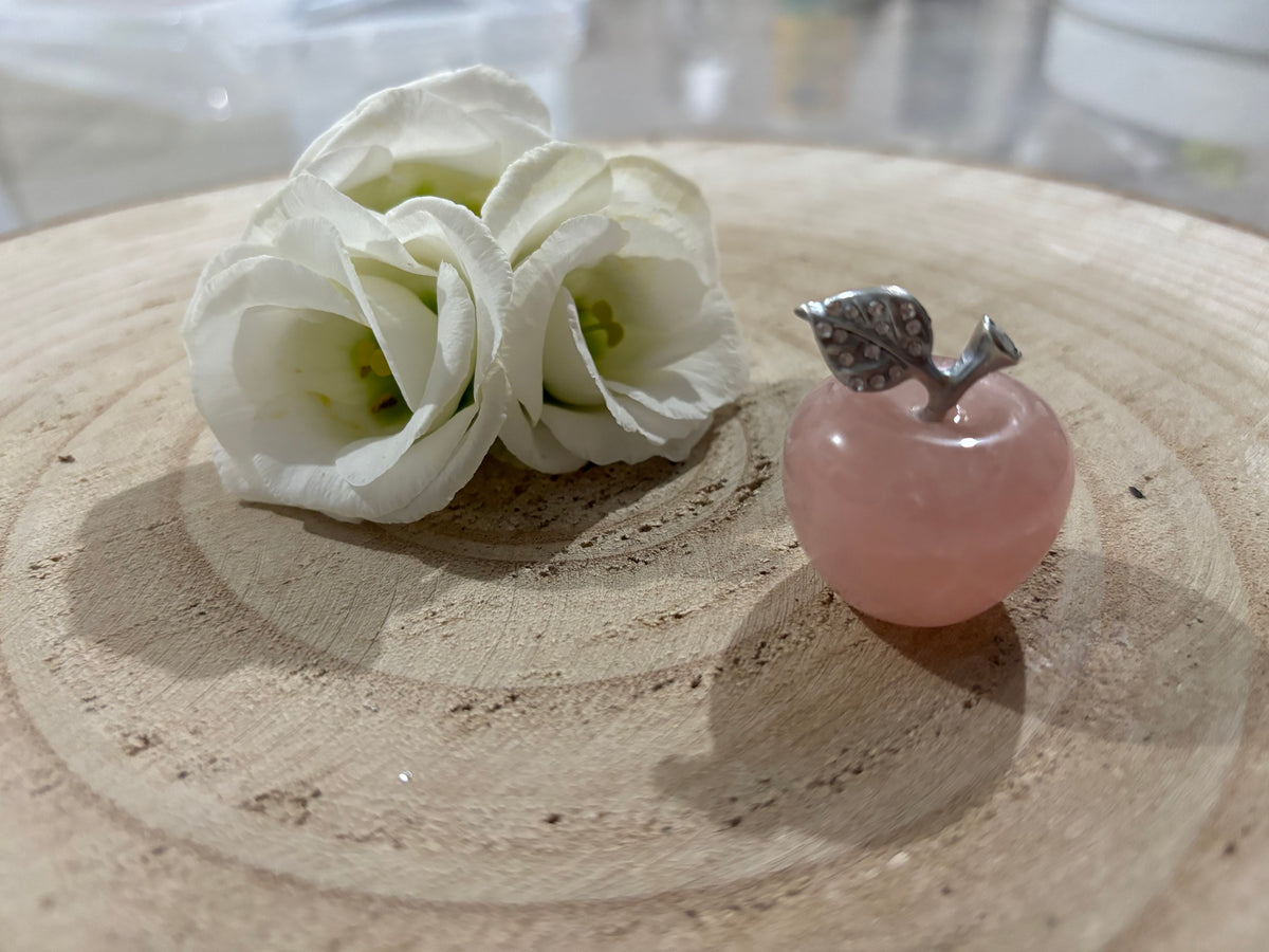 Figurine Pomme Quartz Rose 35mm